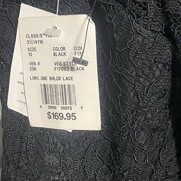 David’s Bridal One Shoulder Long Lace Dress Black Size 10 NWT - Picture 6 of 9